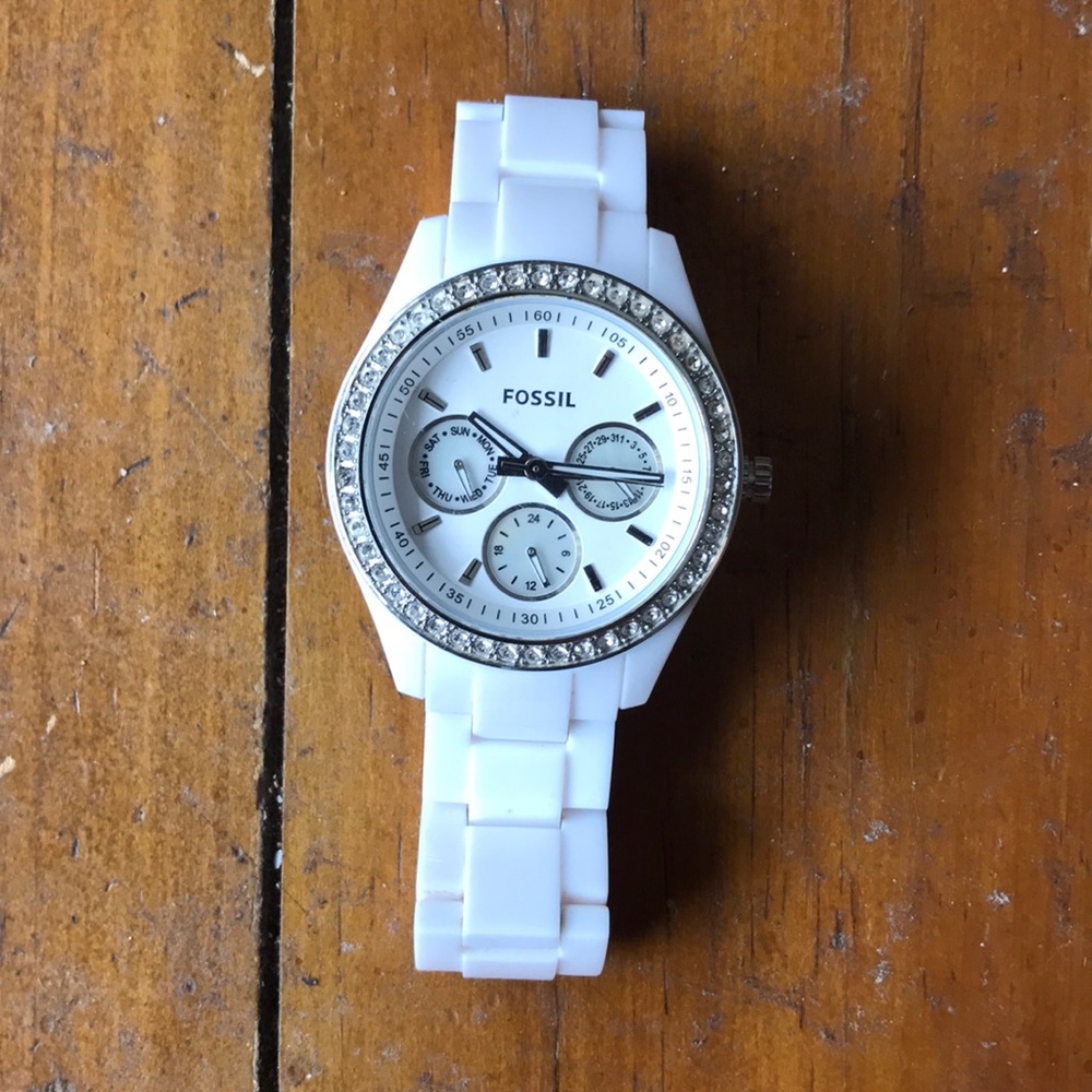 White fossil watch
